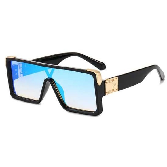 Other - Men Sunglasses Flat Top Shield Blue Mirrored Lens‎ Fashion Sunglasses Men Lentes